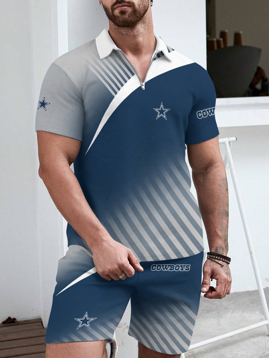 Dallas Cowboys Limited Edition ZIP Polo Shirt And Shorts Two-Piece Suits