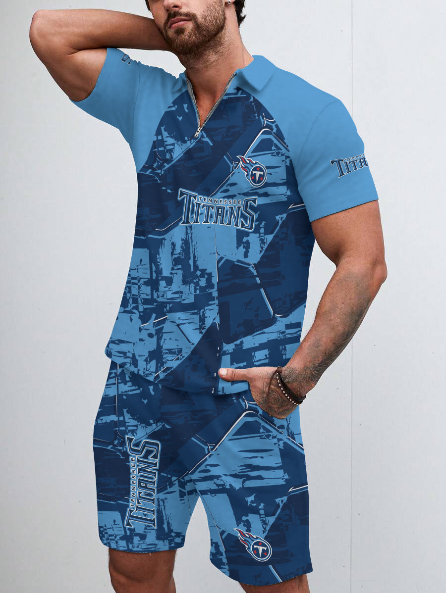 Tennessee Titans Limited Edition ZIP Polo Shirt And Shorts Two-Piece Suits
