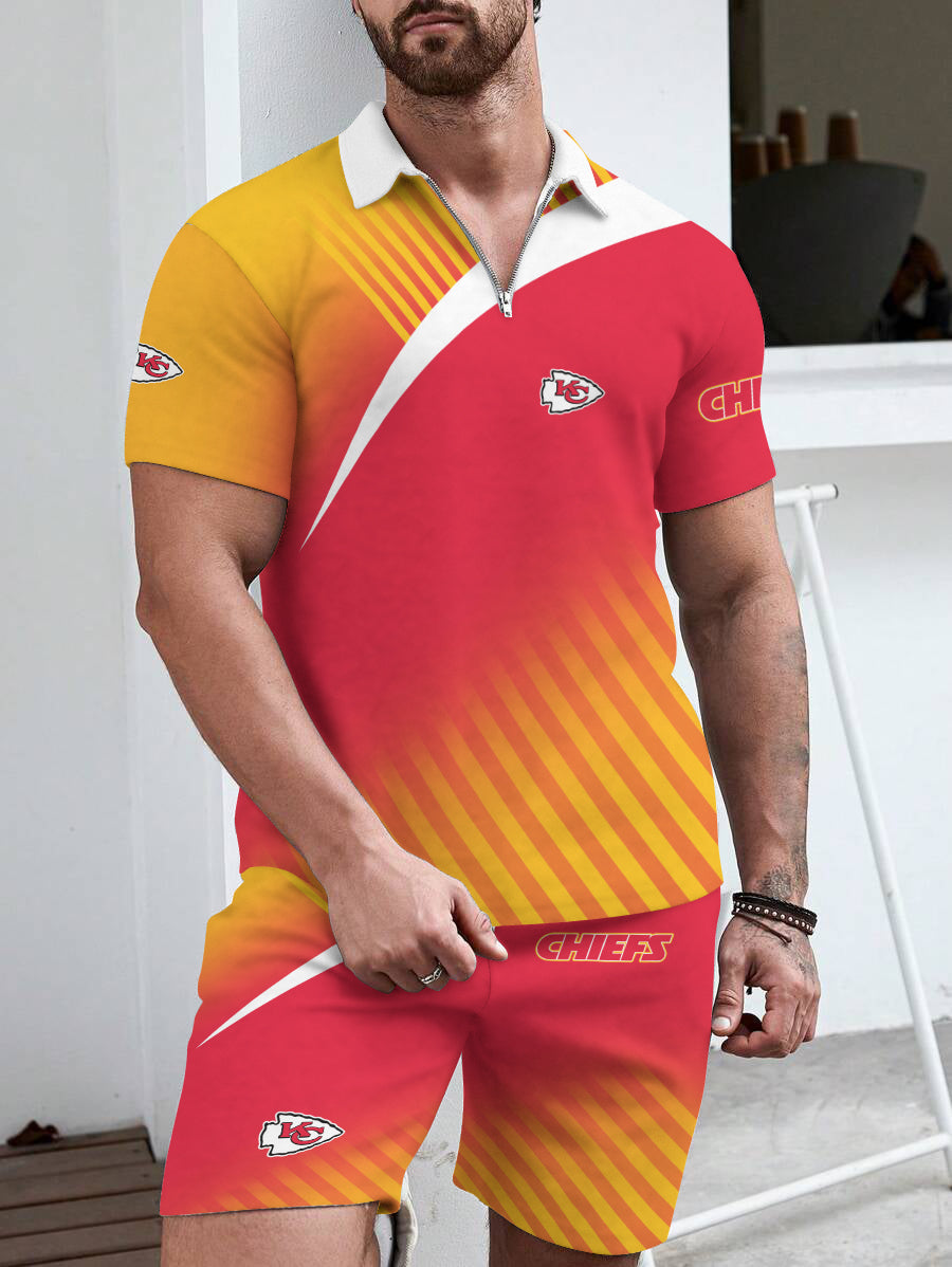 Kansas City Chiefs Limited Edition ZIP Polo Shirt And Shorts Two-Piece Suits