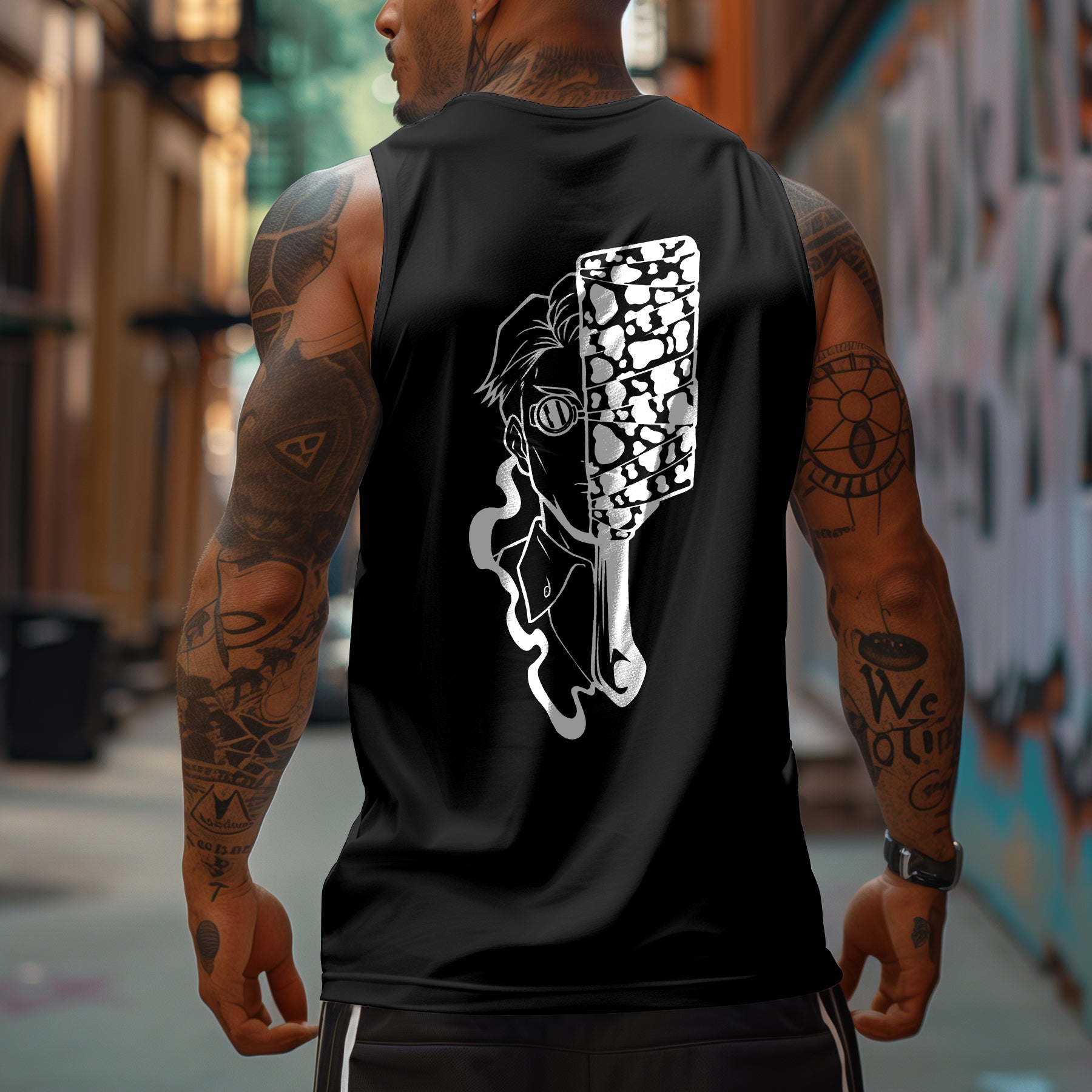 Oversized Anime Print Sports Tank Top