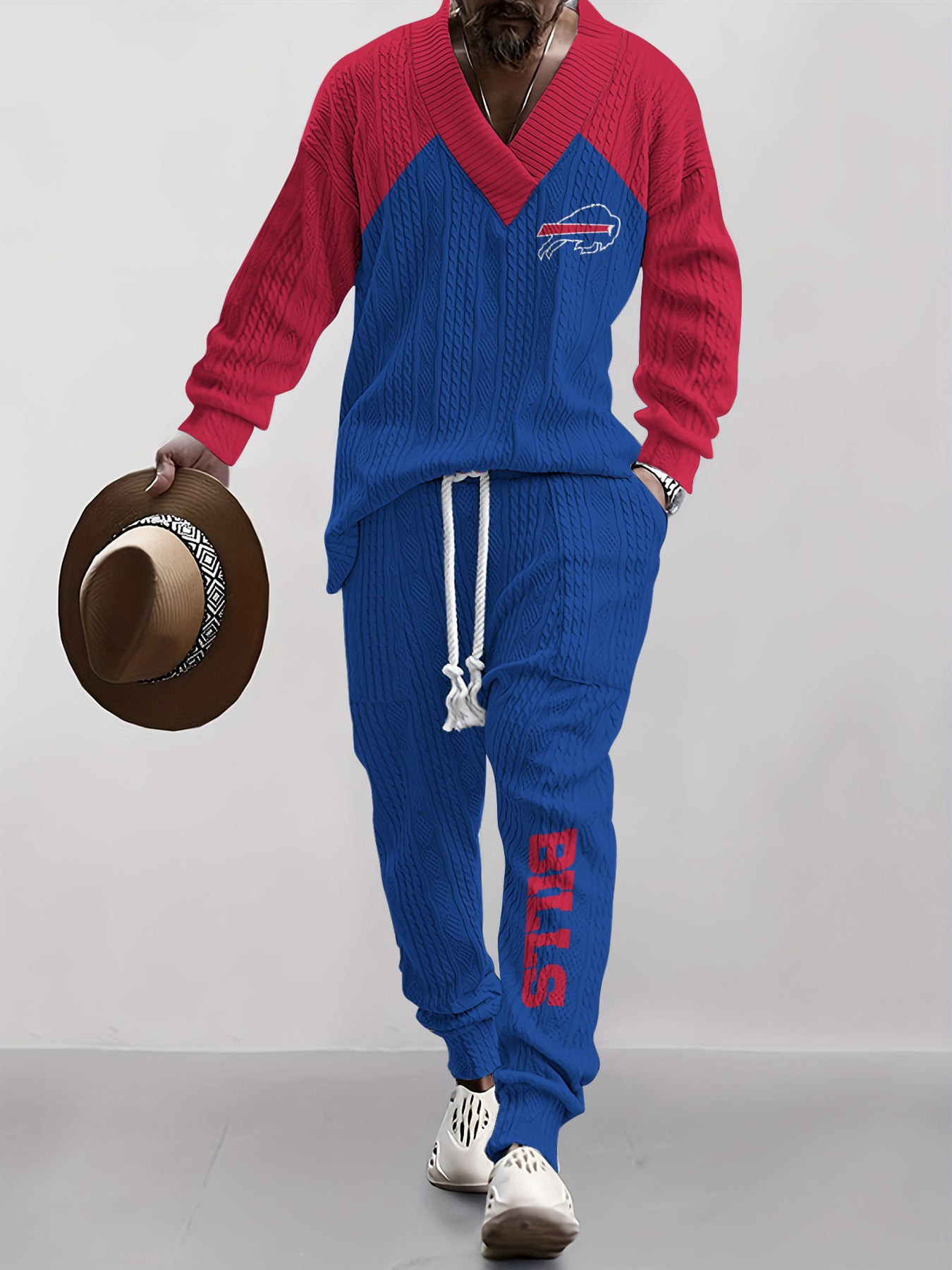 Buffalo Bills Classic  All-Season Long Sleeve V-Neck Pullover Sweater