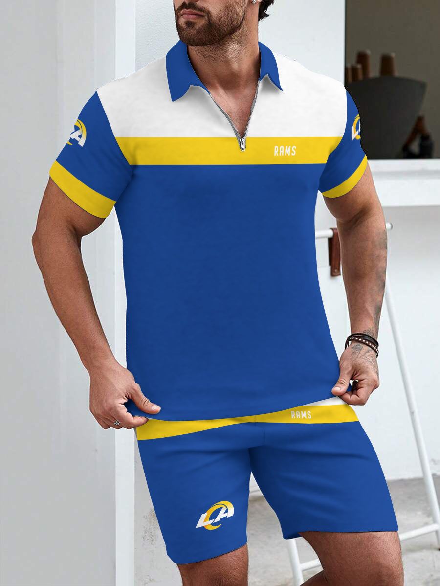 Los Angeles Rams  Limited Edition ZIP Polo Shirt And Shorts Two-Piece Suits