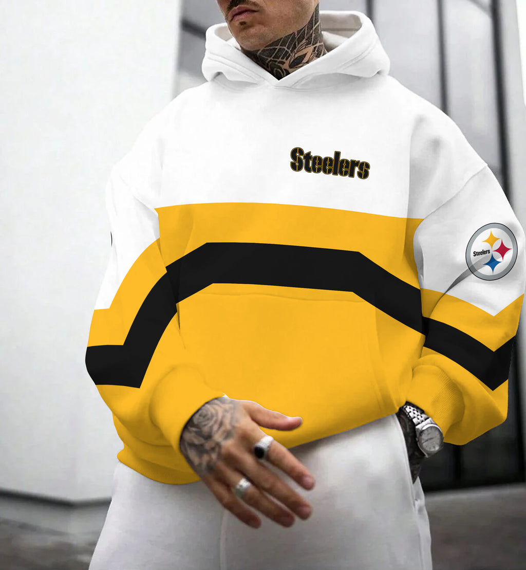 Pittsburgh Steelers Printed Hooded Pocket Pullover Hoodie