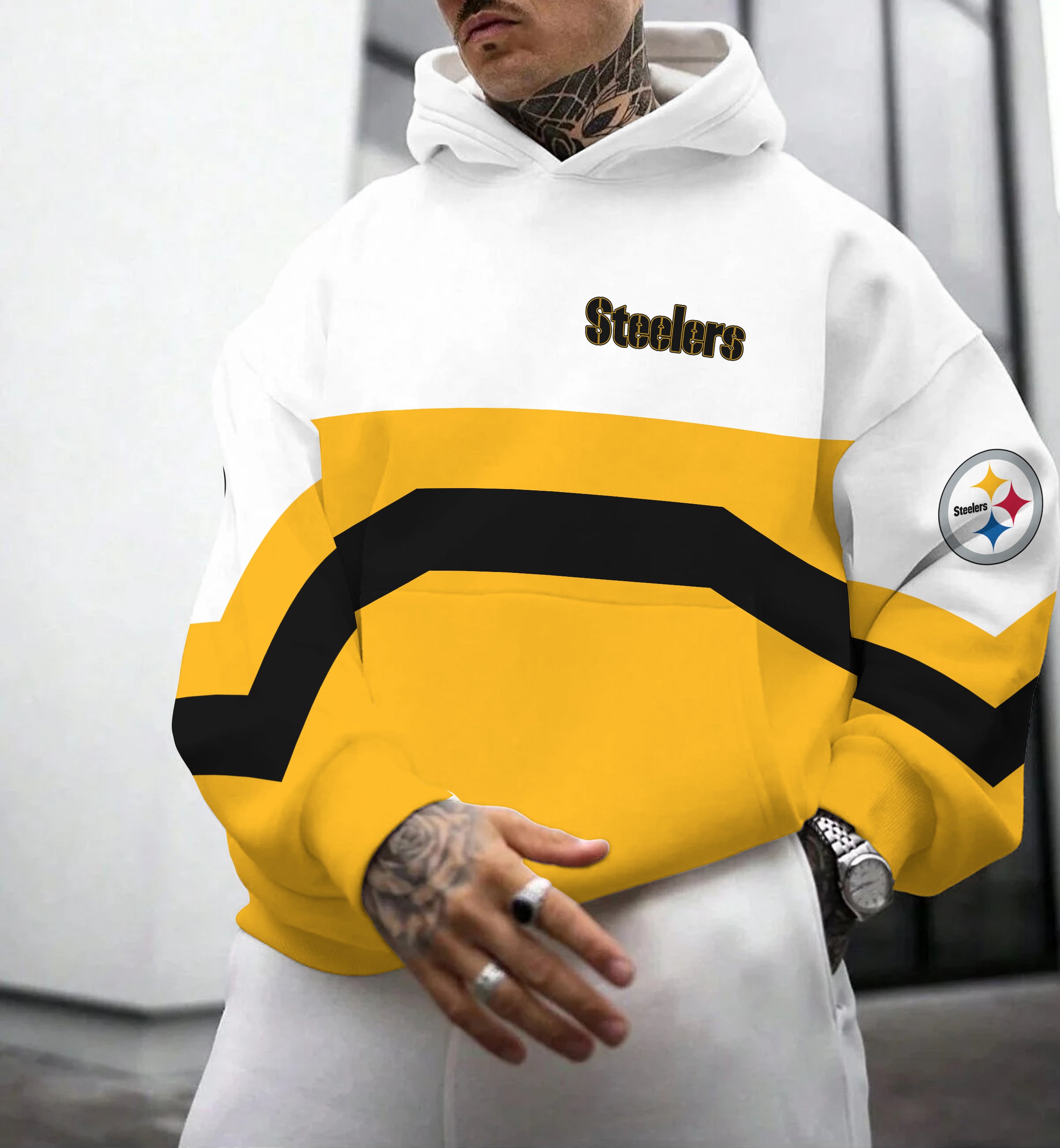 Pittsburgh Steelers Printed Hooded Pocket Pullover Hoodie