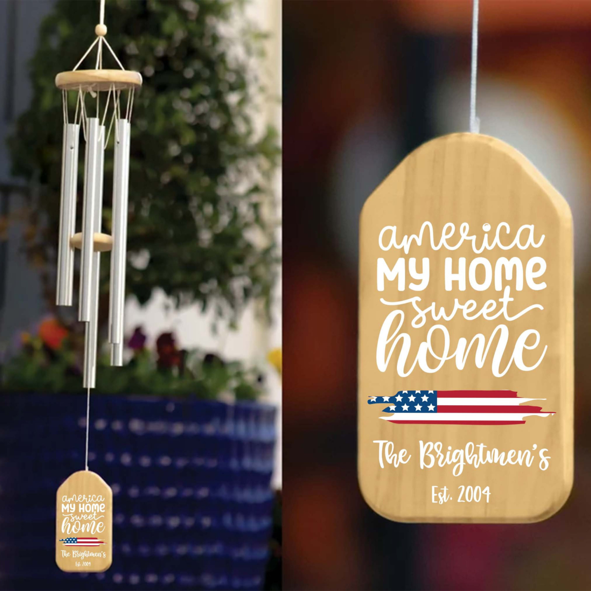 Personalized Wind Chime, Patriotic Gifts, Patriotic Decor, Personalized Gift, 1776, Don't Tread On Me, Military Gift, America