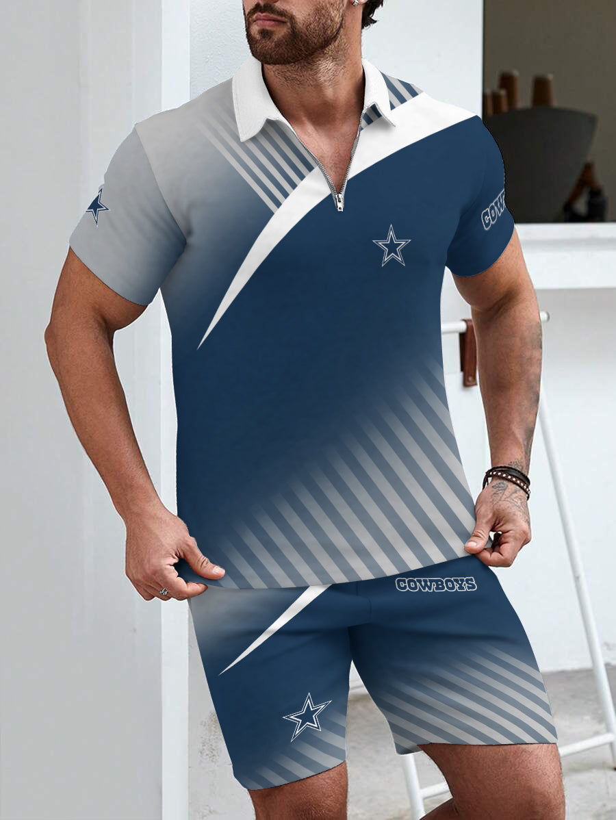 Dallas Cowboys Limited Edition ZIP Polo Shirt And Shorts Two-Piece Suits