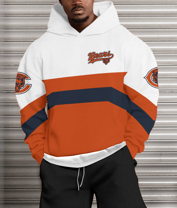 Chicago Bears Printed Hooded Pocket Pullover Hoodie
