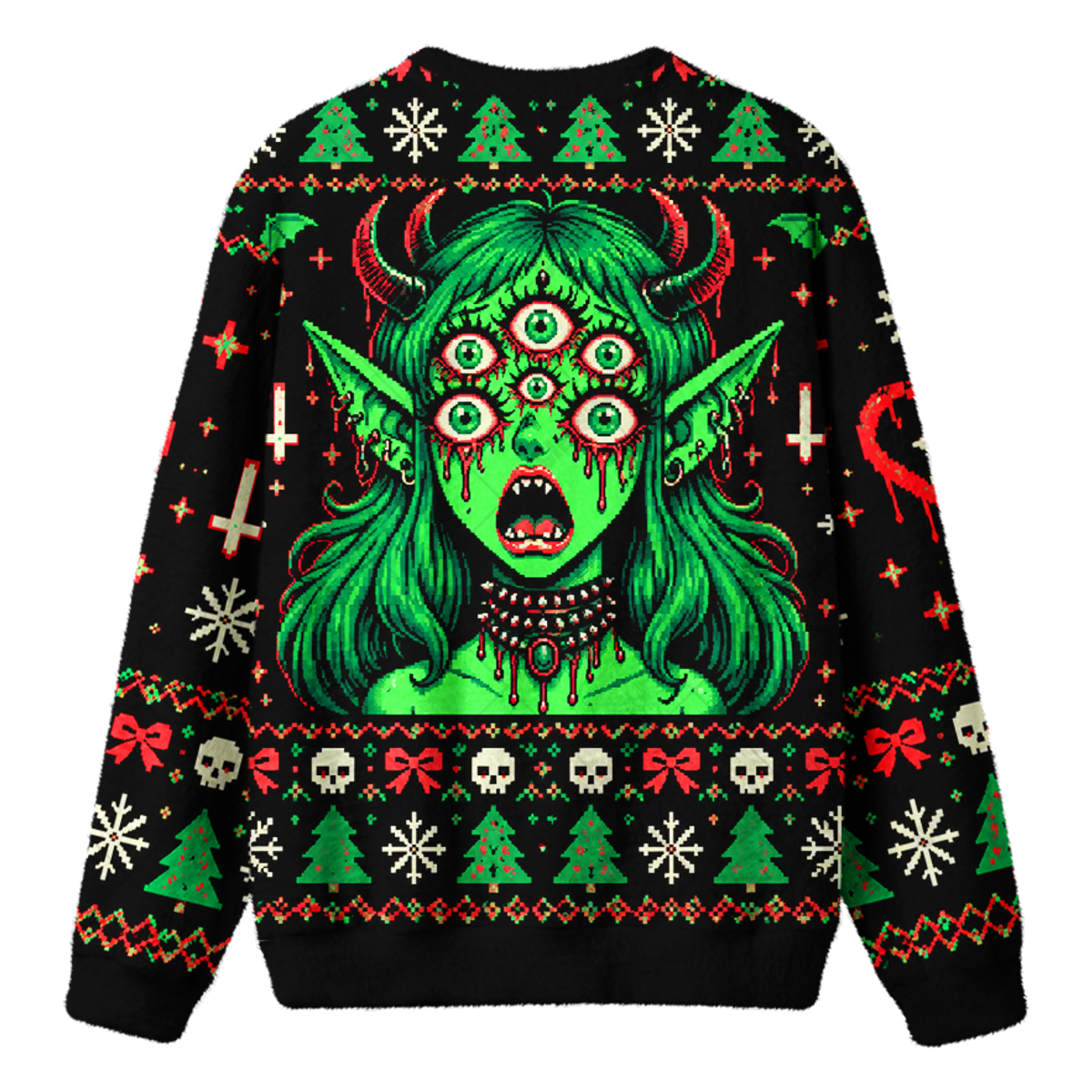 MULTI EYE DEMON UGLY CHRISTMAS SWEATSHIRT — image 2
