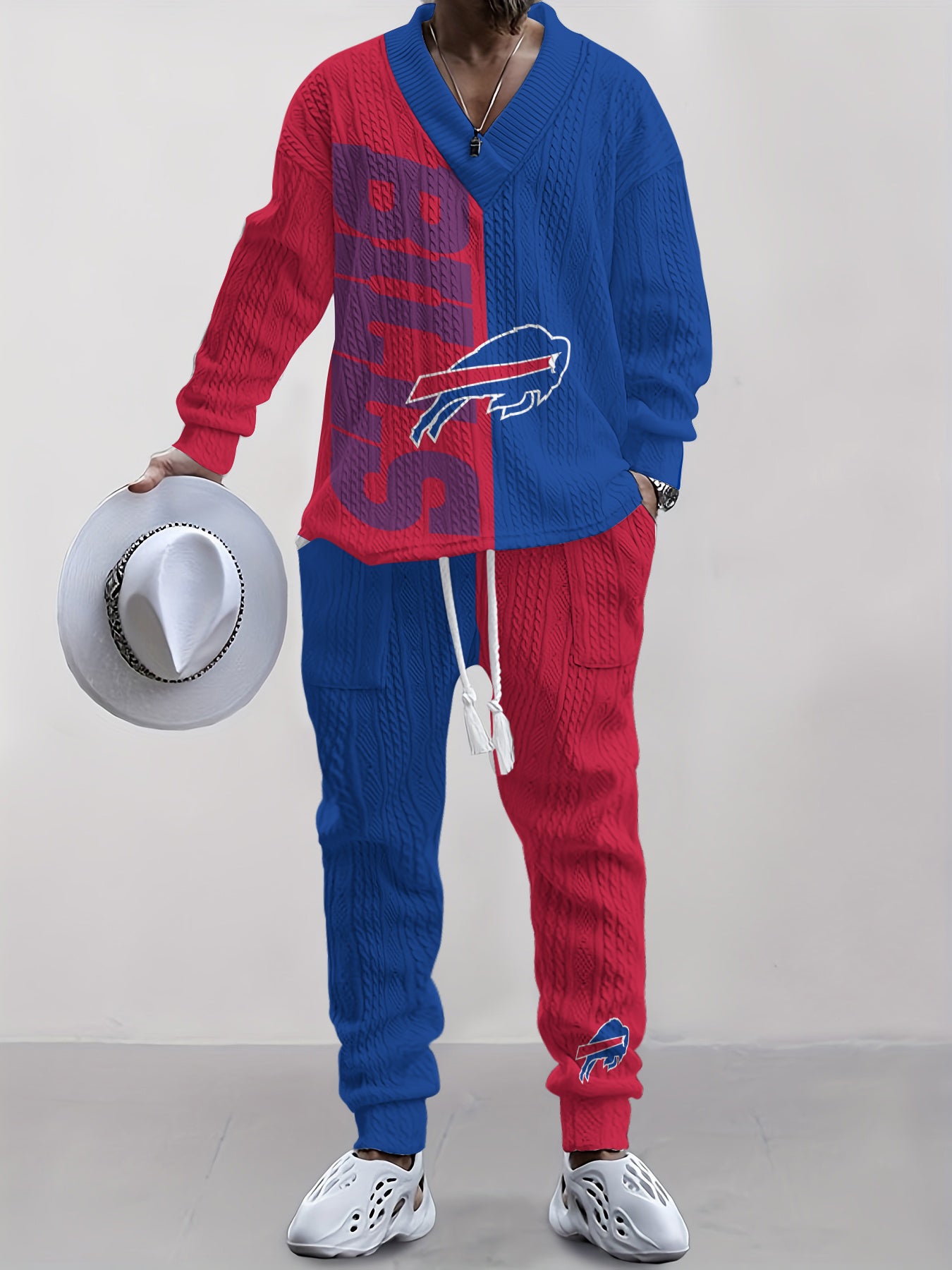 Buffalo Bills  Classic All-Season Long Sleeve V-Neck Pullover Sweater