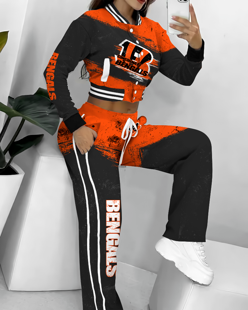 Cincinnati Bengals 3D Printed Varsity Jacket Set
