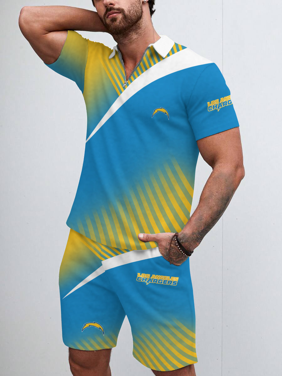 Los Angeles Chargers Limited Edition ZIP Polo Shirt And Shorts Two-Piece Suits