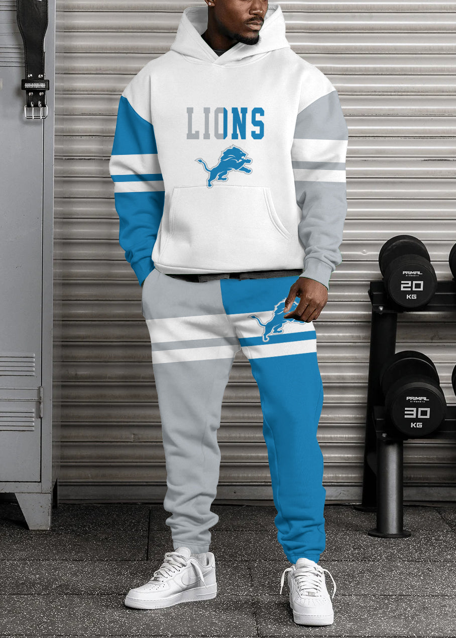 Detroit Lions 3D Printed Pullover Hoodie And Sweatpant 2pcs Tracksuits