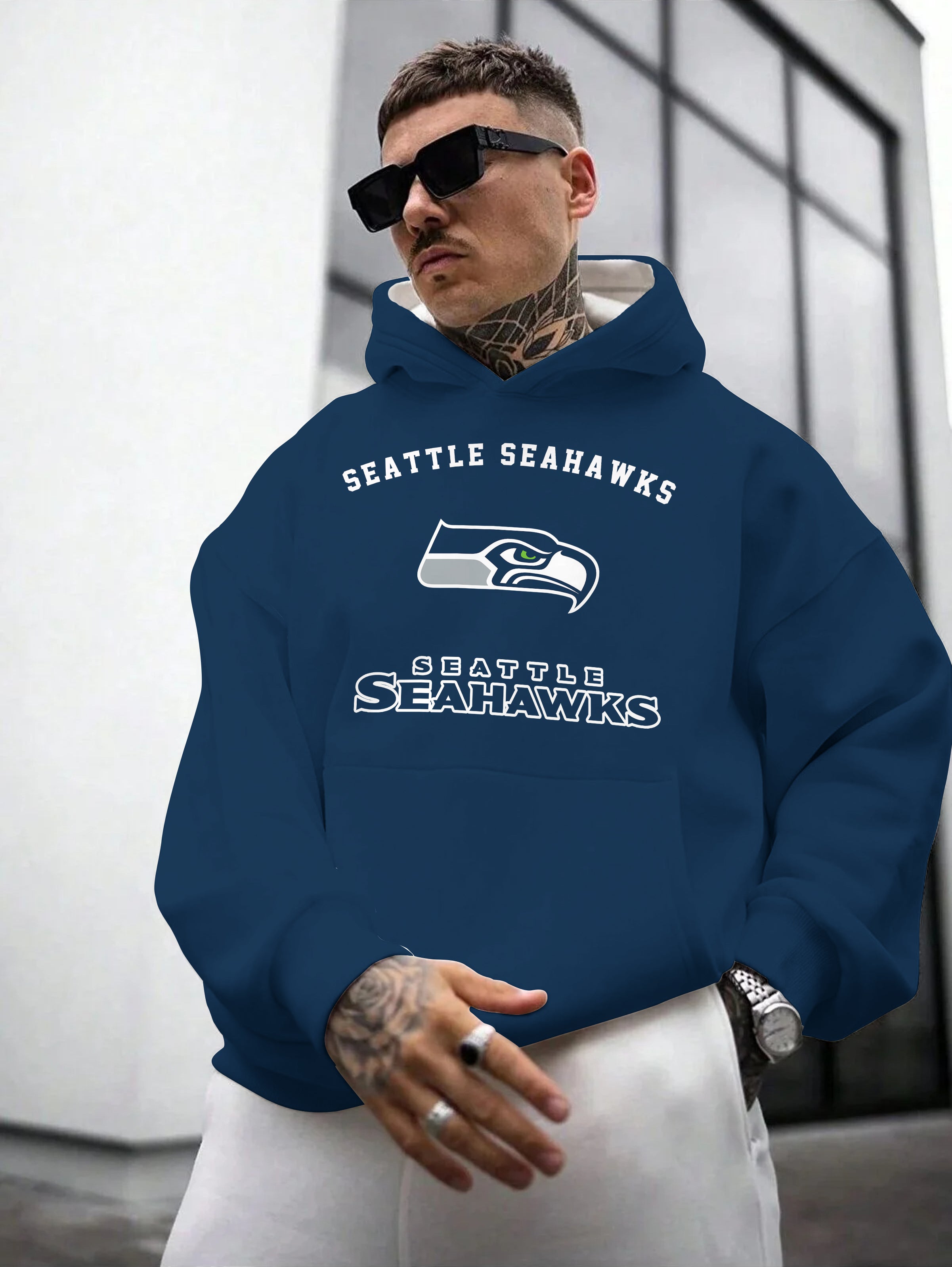 Seattle Seahawks Printed Hooded Pocket Pullover Hoodie