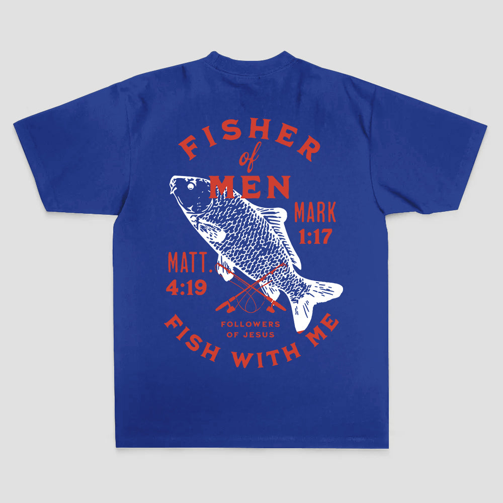 Fisher of men Mark 1:17 Matt. 4:19 Followers of jesus Fish with me Printed Men's T-shirt