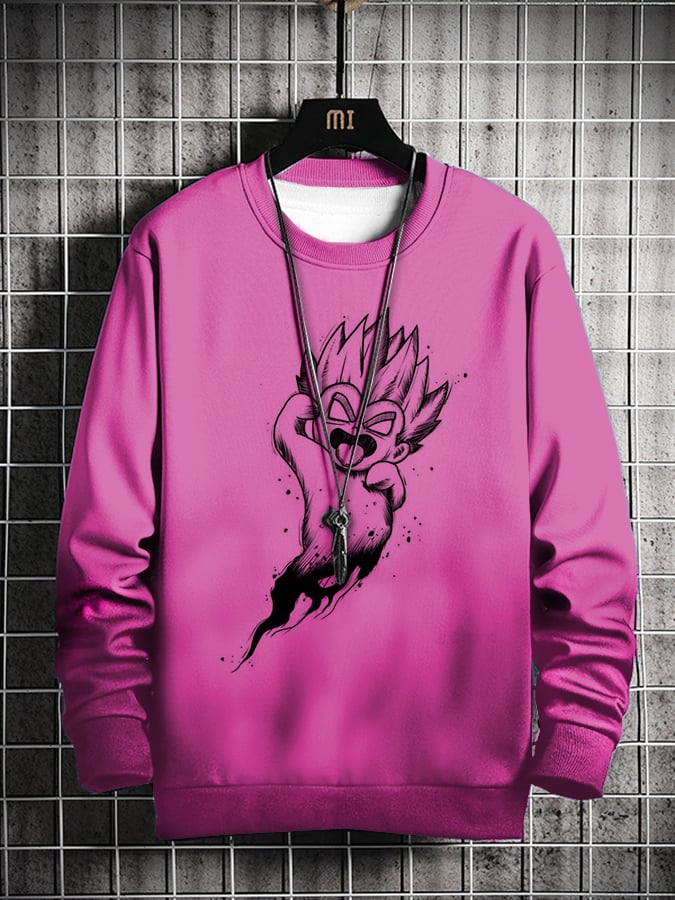 Men's Fashion Casual Anime Printed Sweatshirt