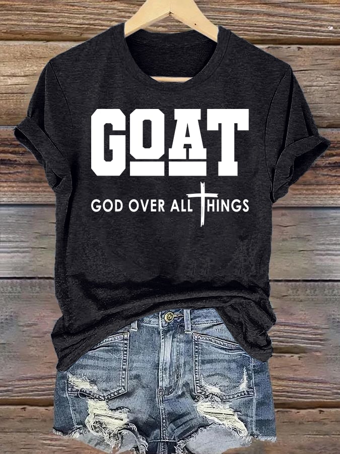 Women's  GOD OVER ALL THINGS printed T-shirt