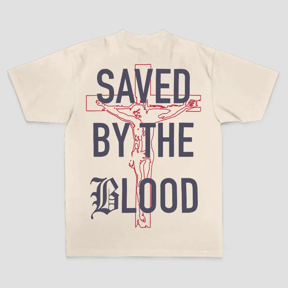 Saved By The Blood Printed Men's T-shirt