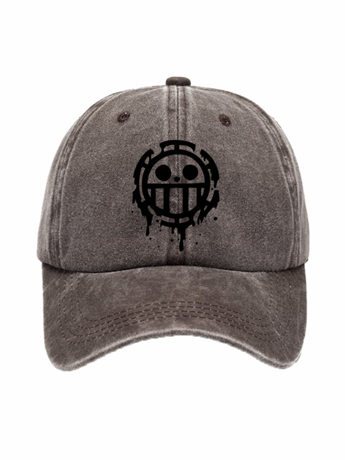 Unisex Distressed Washed Cotton Smiley Hat