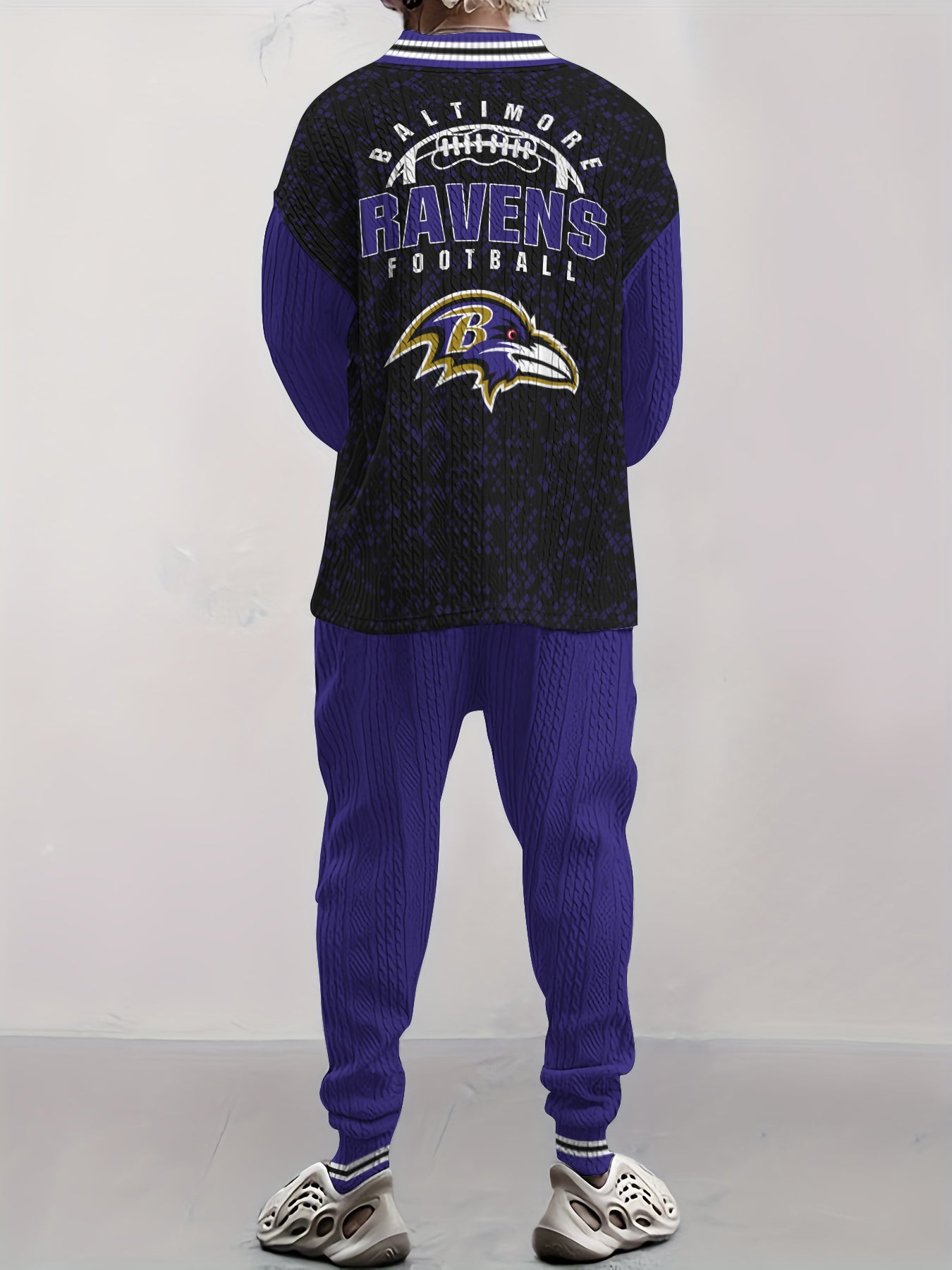 Baltimore Ravens  Classic All-Season Long Sleeve V-Neck Pullover Sweater