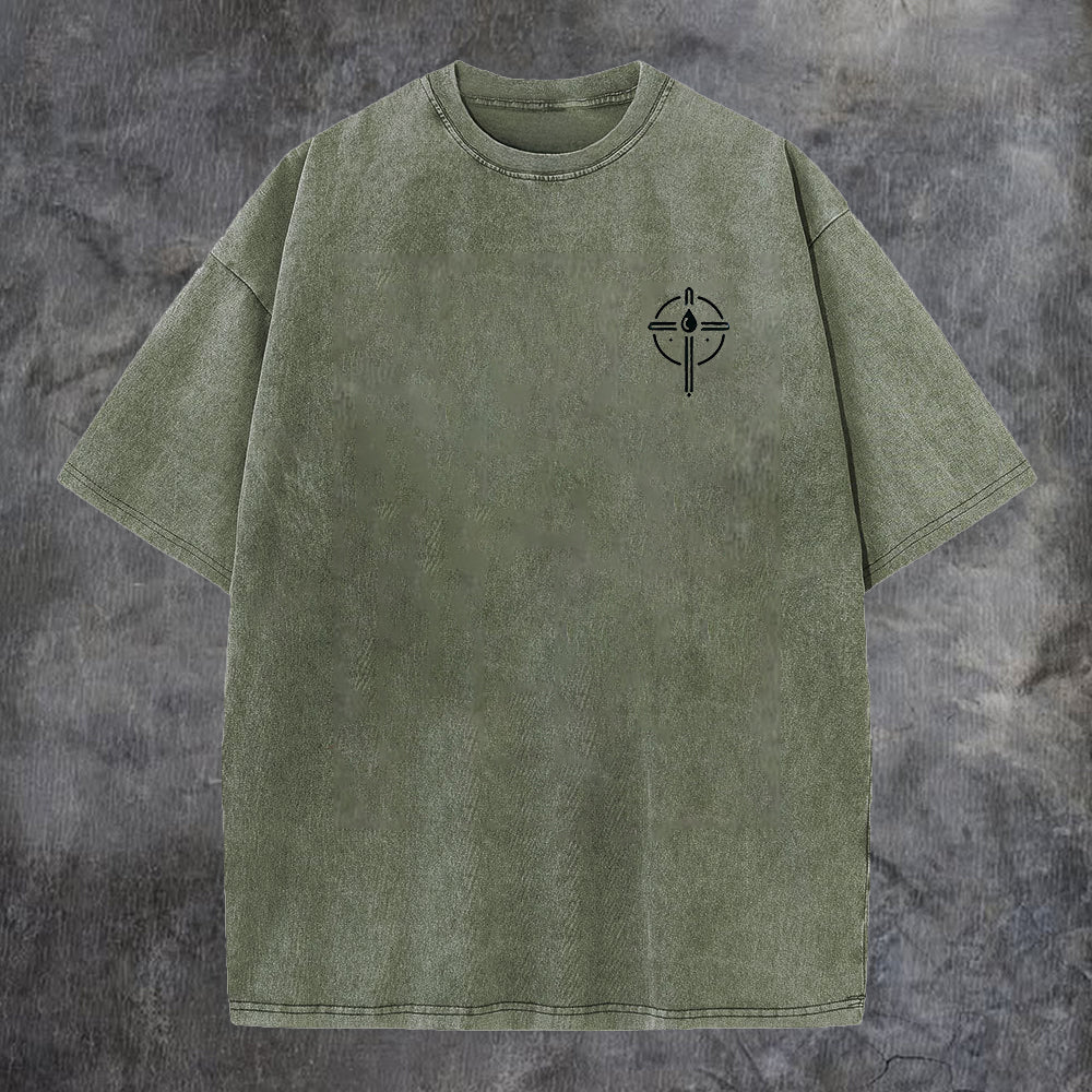 Seek First The Kingdom Of God Printed Oversize Washed T-Shirt