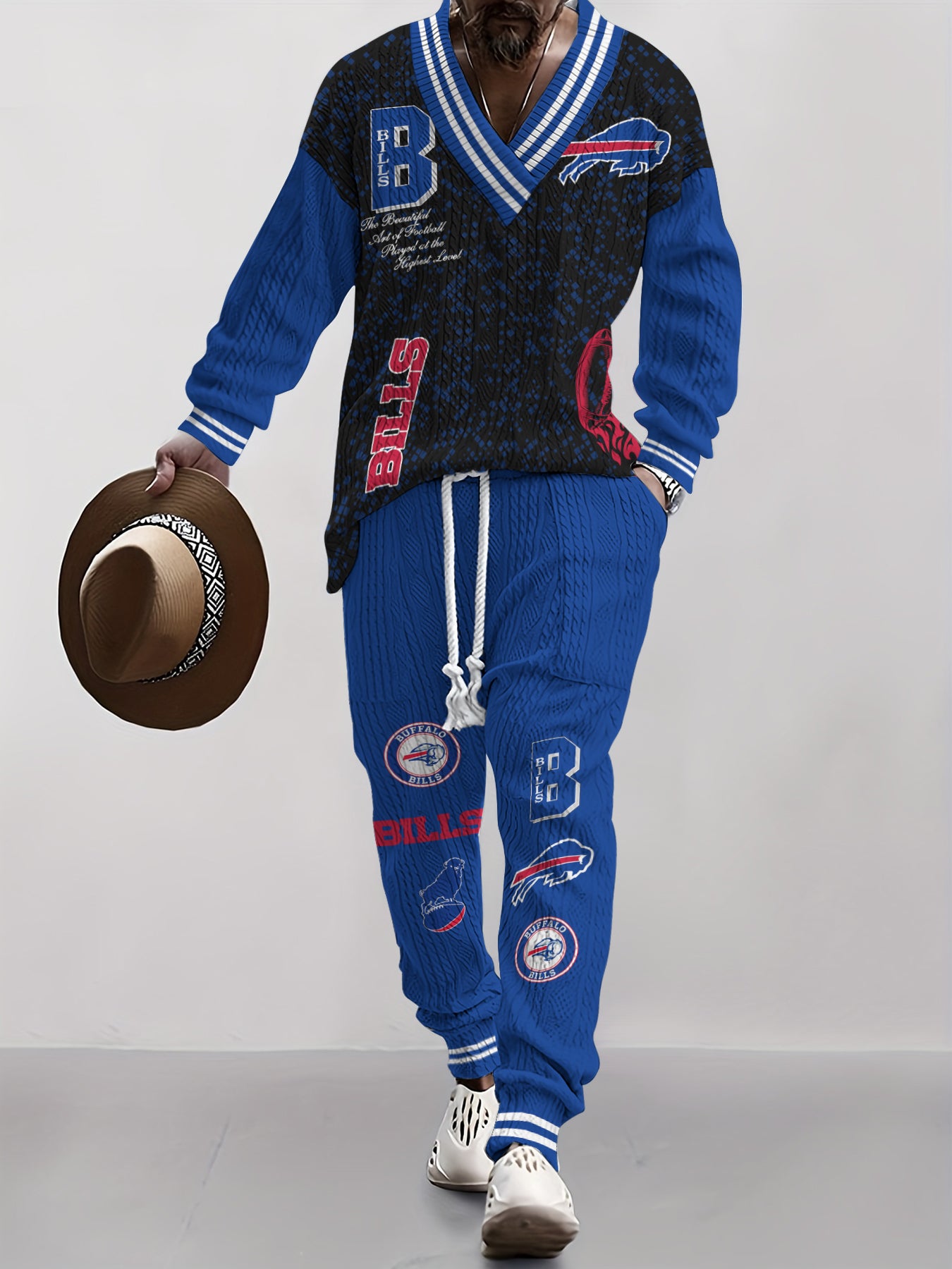 Buffalo Bills  Classic All-Season Long Sleeve V-Neck Pullover Sweater