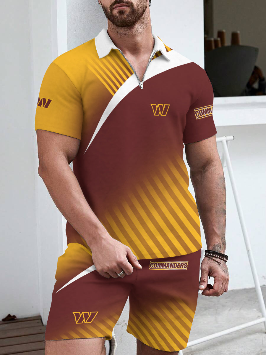 Washington Commanders Limited Edition ZIP Polo Shirt And Shorts Two-Piece Suits