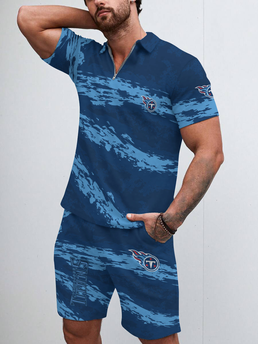 Tennessee Titans Limited Edition ZIP Polo Shirt And Shorts Two-Piece Suits