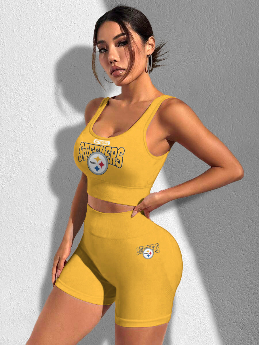 Pittsburgh Steelers Sports Bra & Shorts Gym Set