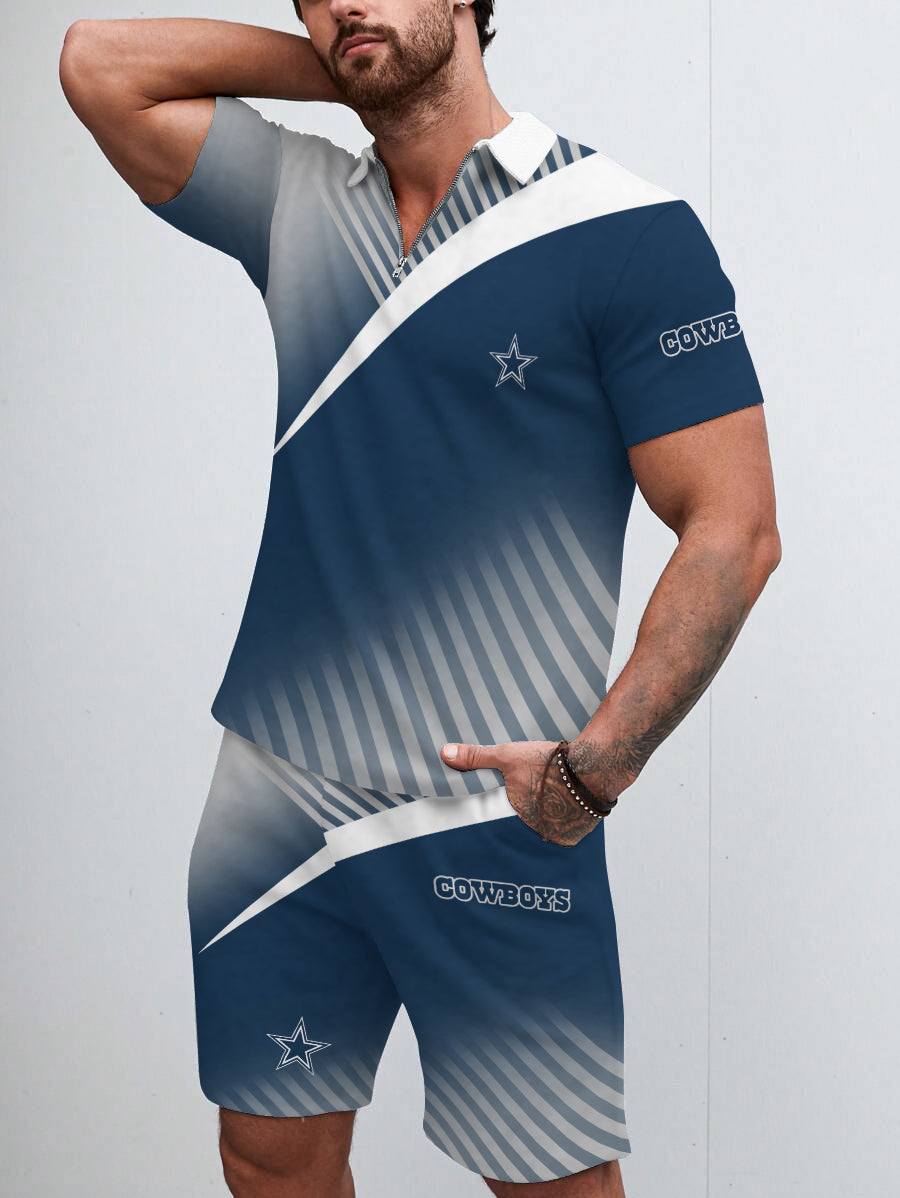 Dallas Cowboys Limited Edition ZIP Polo Shirt And Shorts Two-Piece Suits