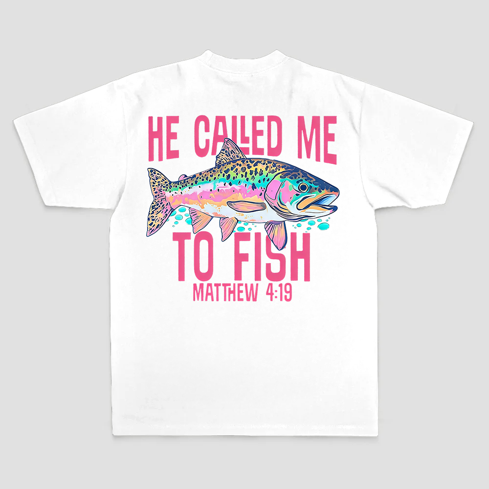 He Called Me To Fish Matthew 4:19 Printed Men's T-shirt