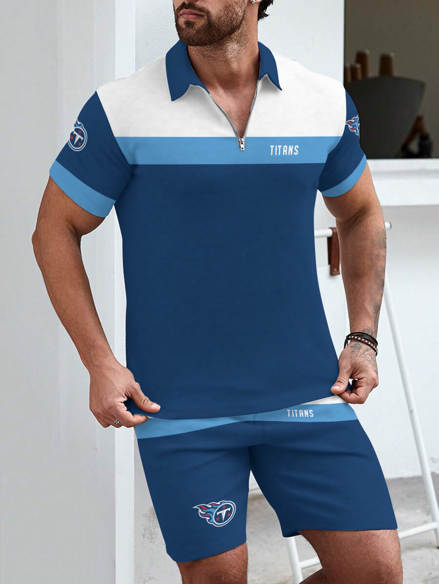 Tennessee Titans  Limited Edition ZIP Polo Shirt And Shorts Two-Piece Suits