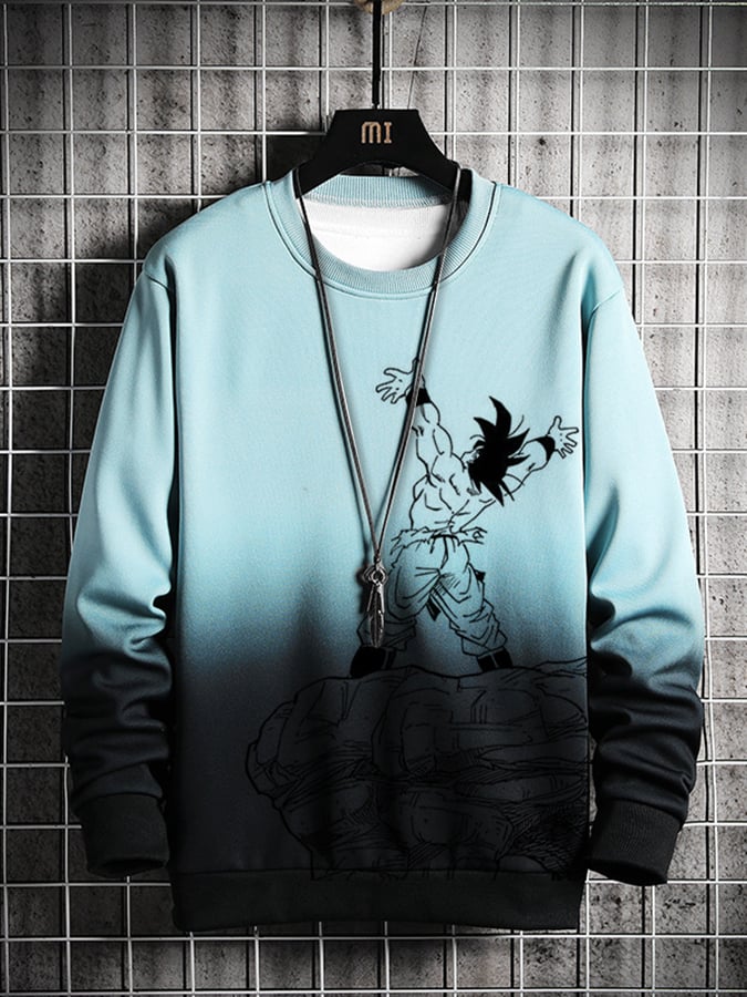 Men's Fashion Casual Anime Gradient Printed Sweatshirt