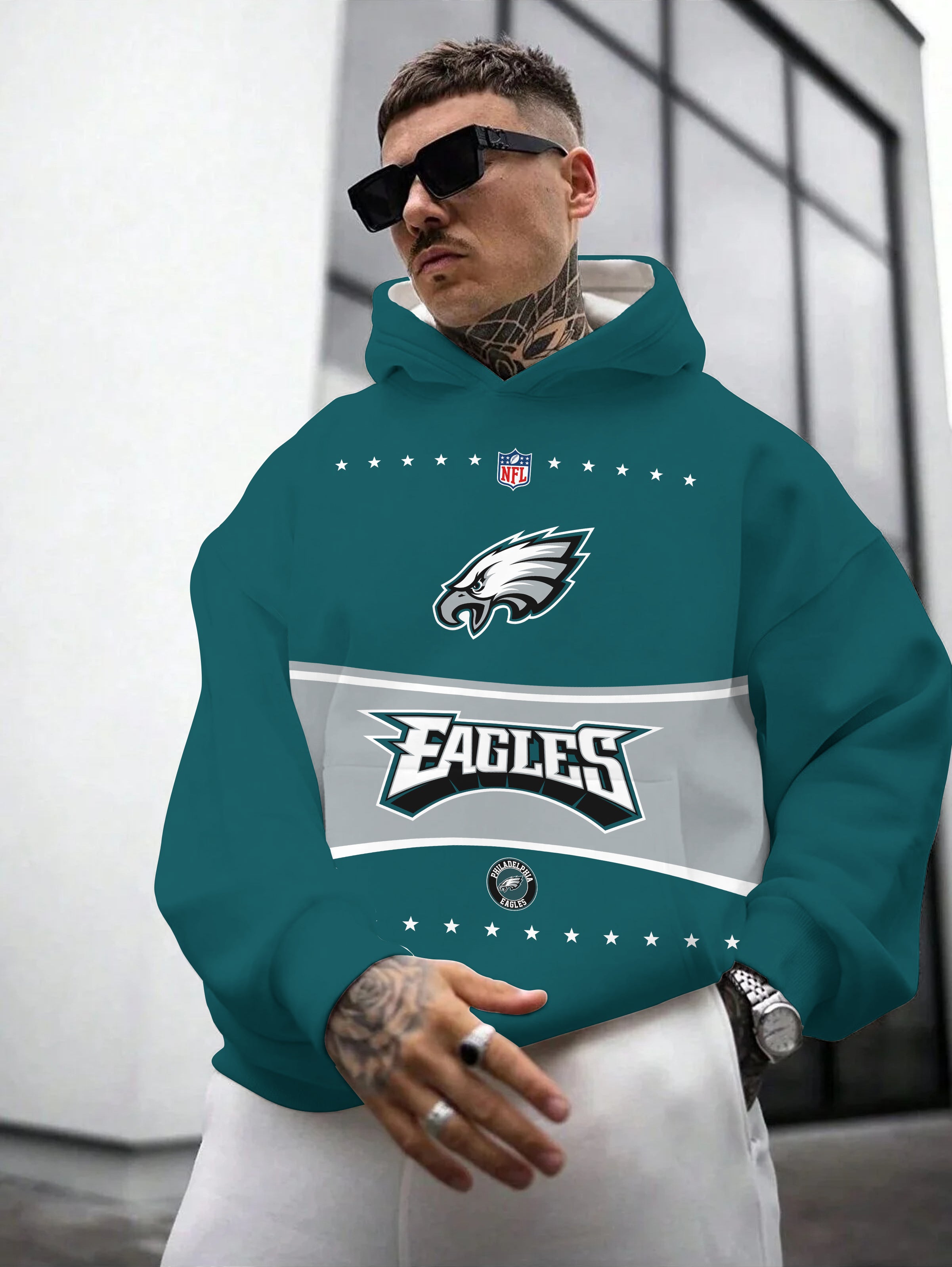 Philadelphia Eagles Printed Hooded Pocket Pullover Hoodie