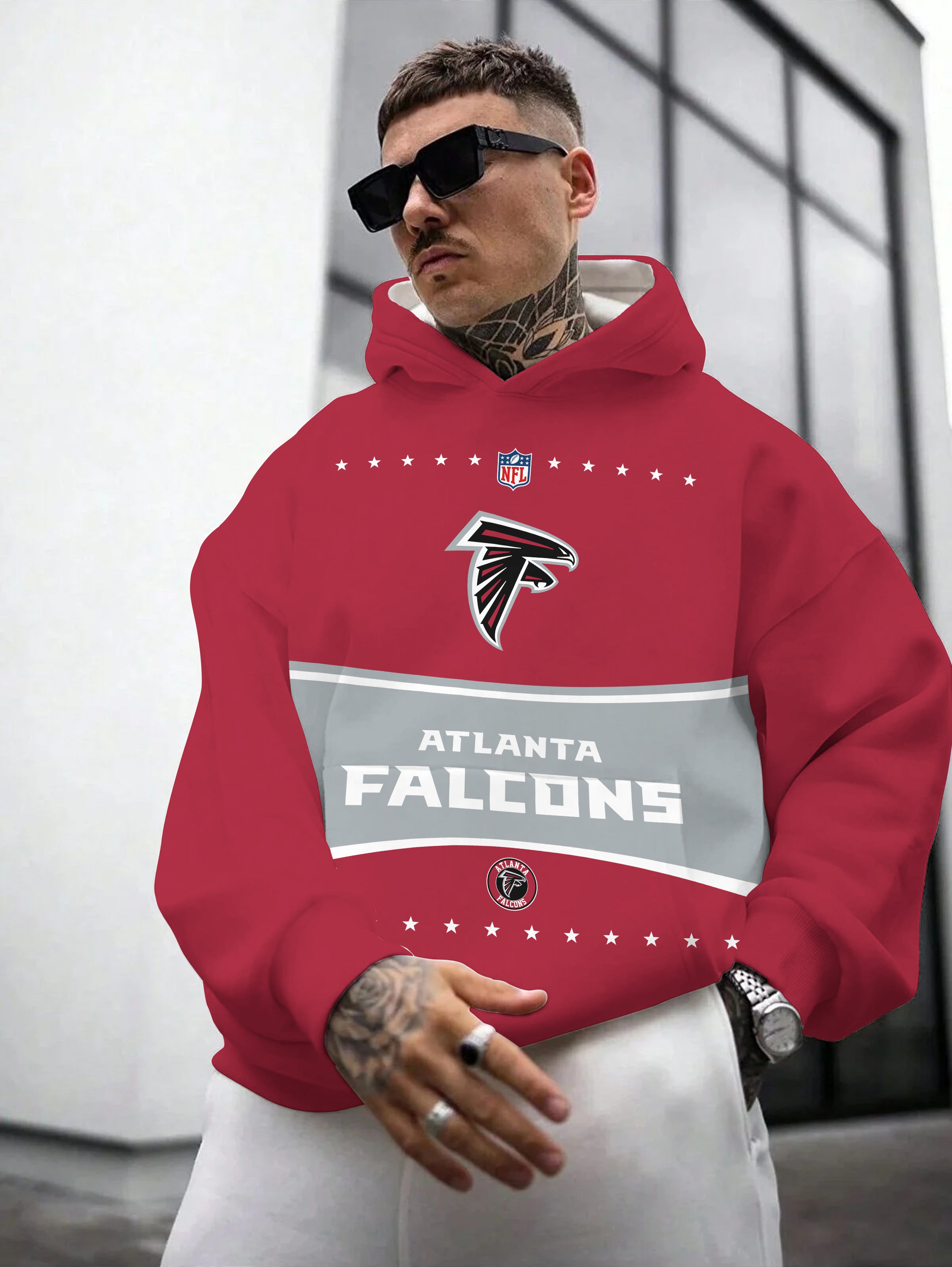 Atlanta Falcons Printed Hooded Pocket Pullover Hoodie