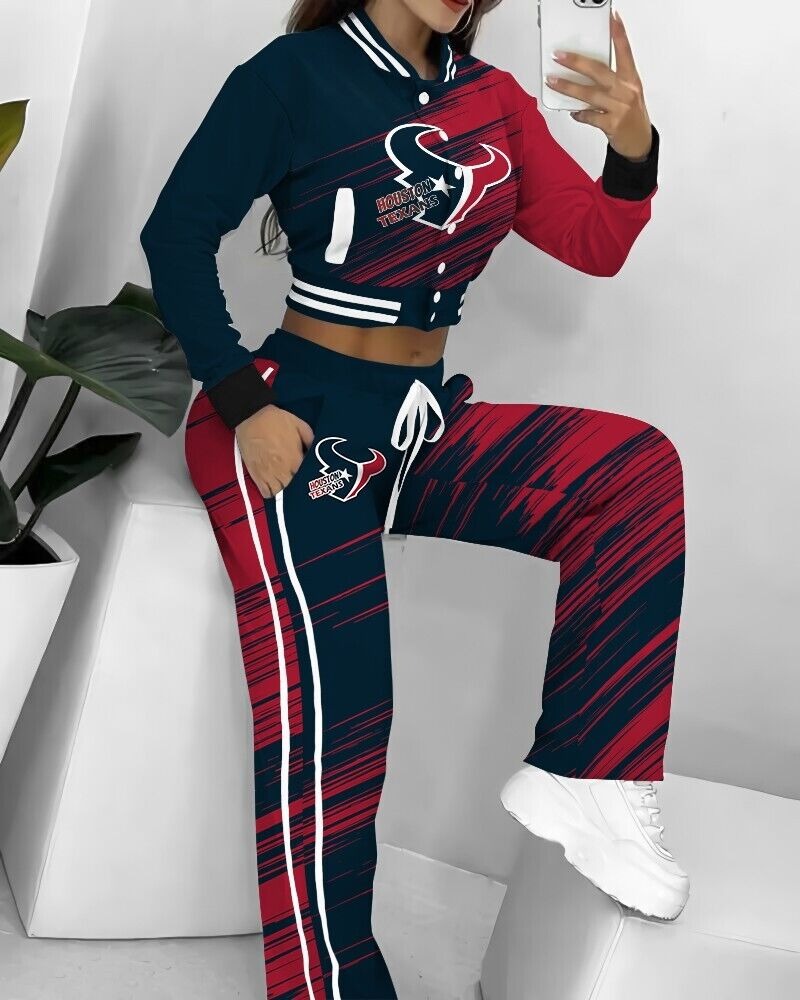 Houston Texans 3D Printed Varsity Jacket Set