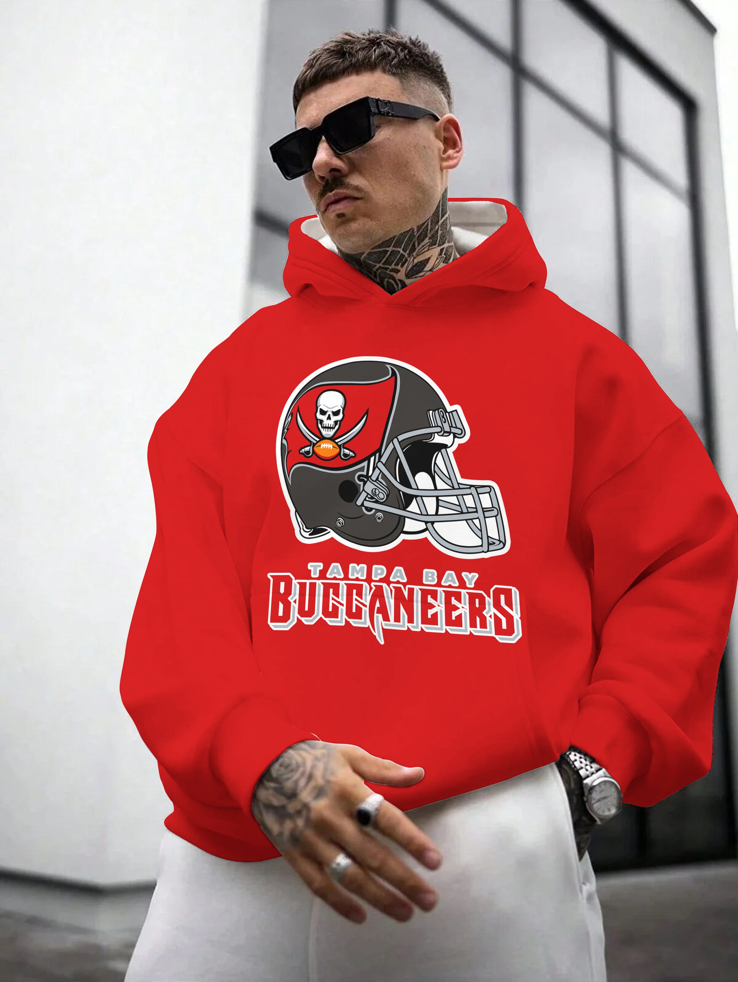 Tampa Bay Buccaneers Printed Hooded Pocket Pullover Hoodie