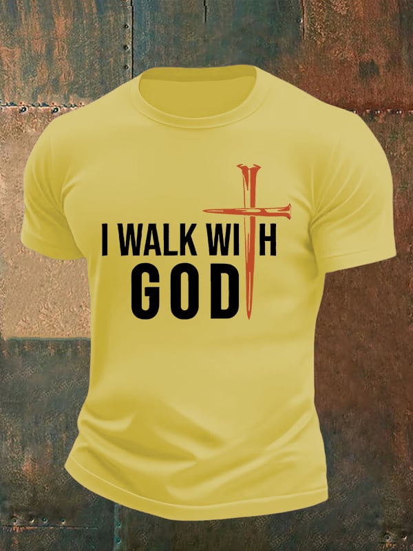 Men's  I Walk With God Print T-Shirt