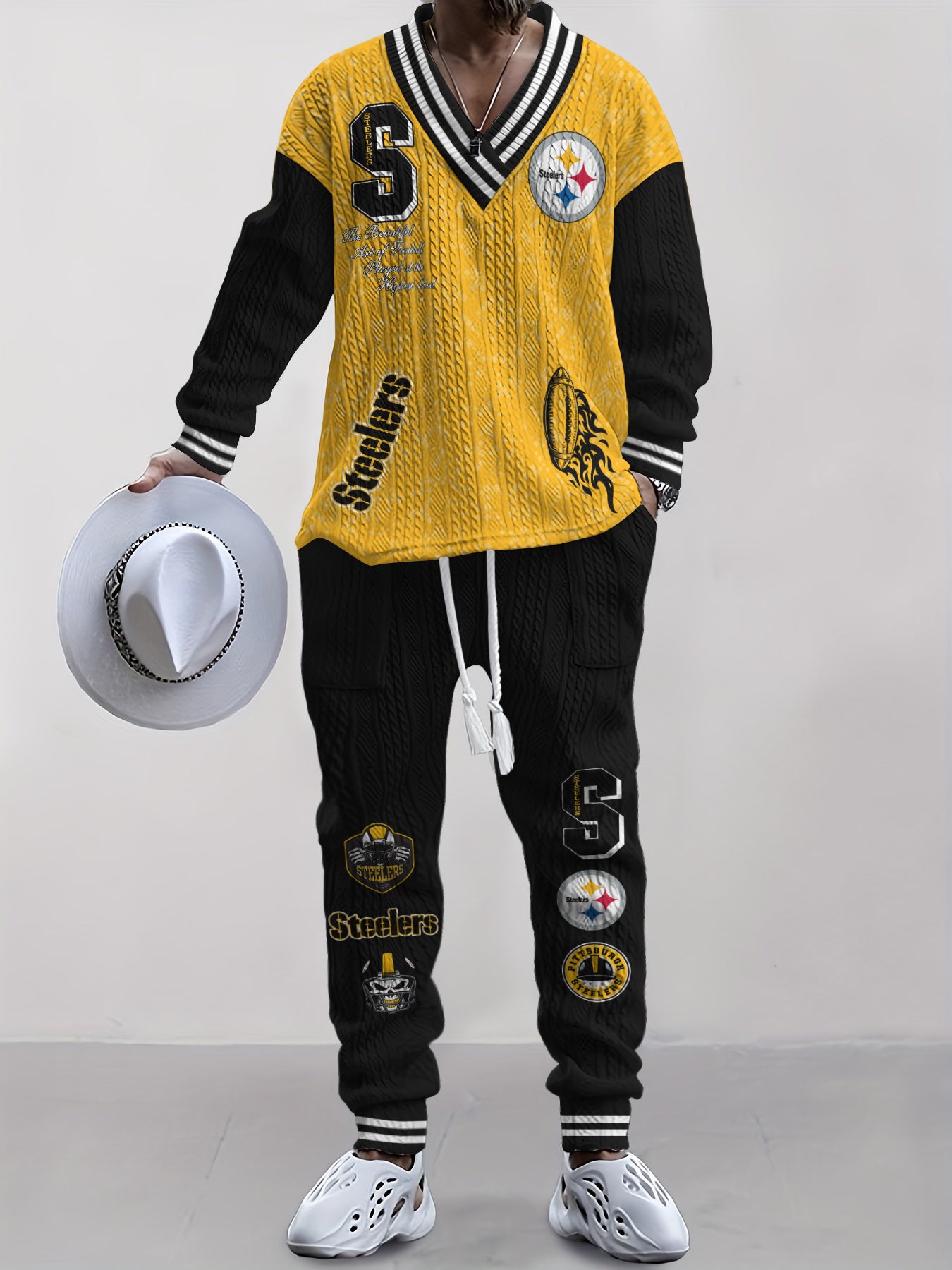 Pittsburgh Steelers  Classic All-Season Long Sleeve V-Neck Pullover Sweater