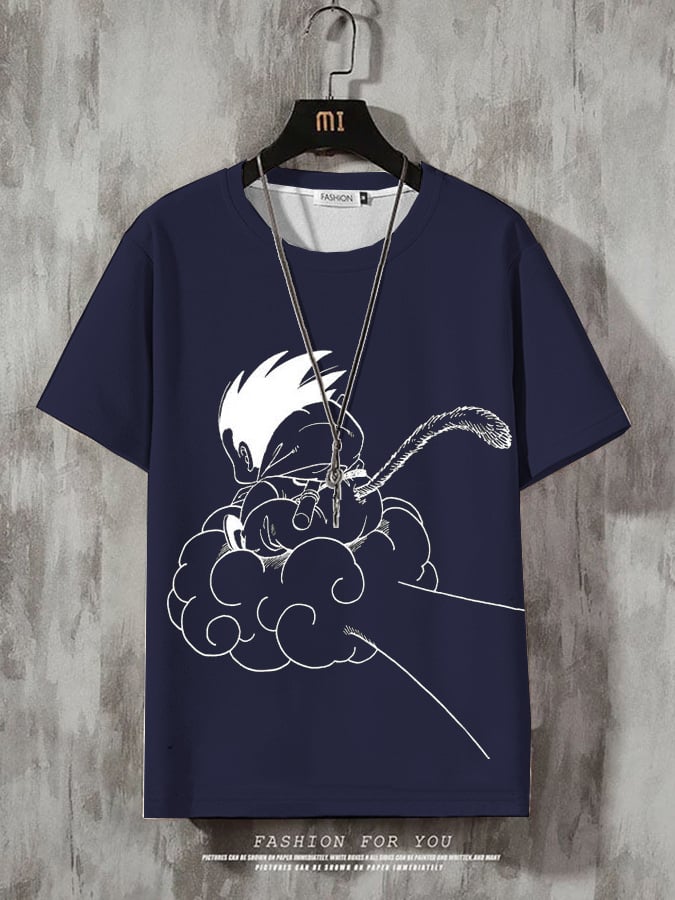 Men's Fashion Casual Gradient Anime Print T-shirt