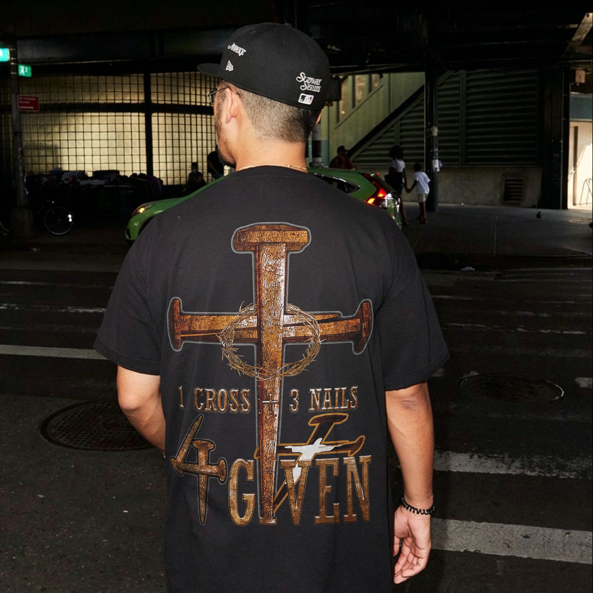 1 Cross 3 Nails Forgiven Printed Men's T-shirt