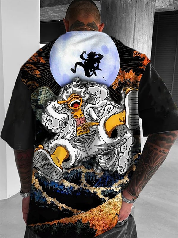 Men's Fashion Japanese Pattern Loose T-shirt