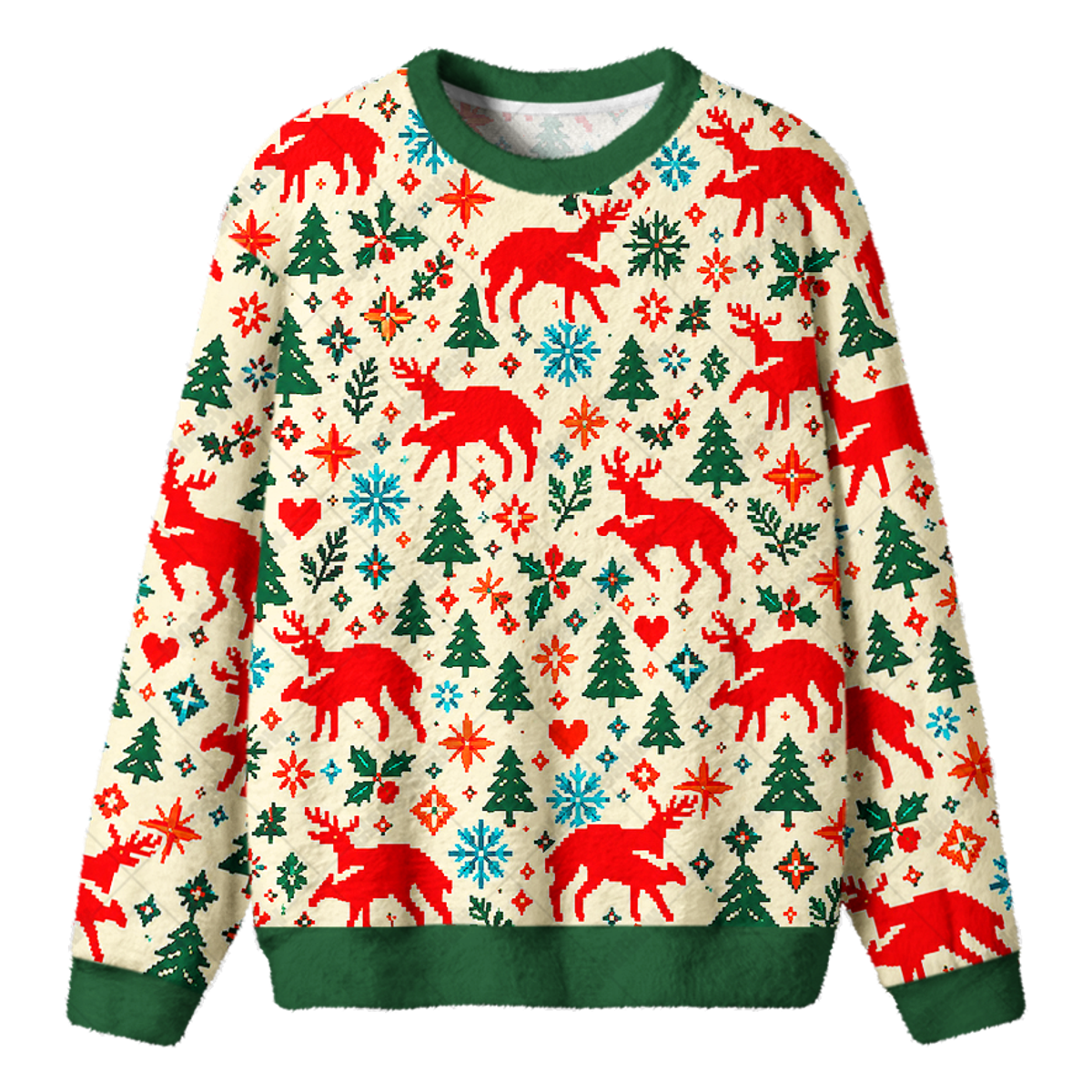 DEER PATTERN UGLY CHRISTMAS SWEATSHIRT — image 1