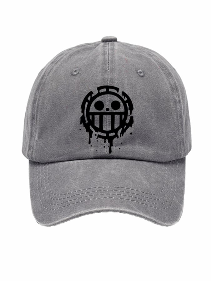 Unisex Distressed Washed Cotton Smiley Hat
