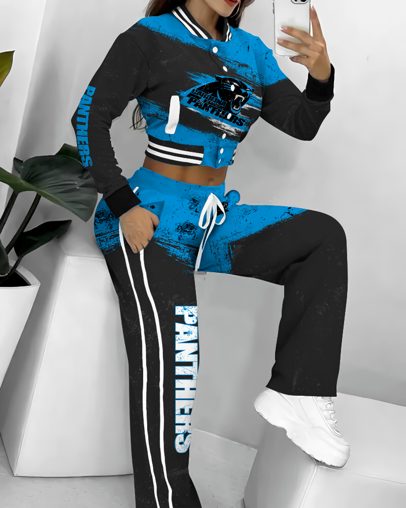 Carolina Panthers 3D Printed Varsity Jacket Set
