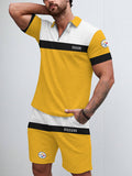 Pittsburgh Steelers  Limited Edition ZIP Polo Shirt And Shorts Two-Piece Suits