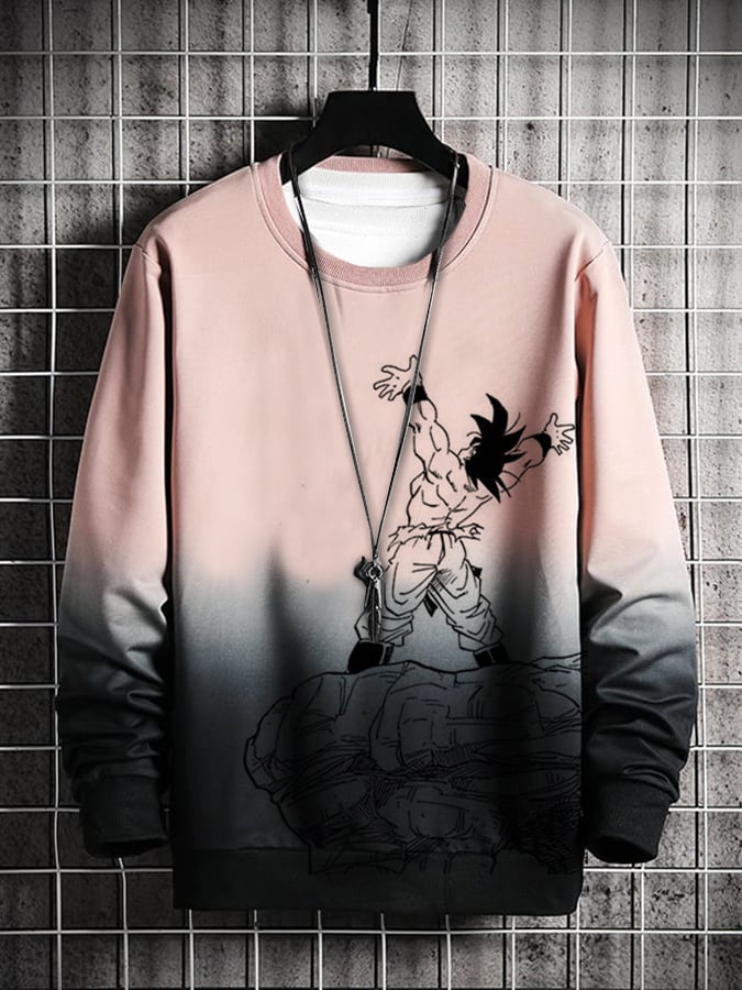 Men's Fashion Casual Anime Gradient Printed Sweatshirt