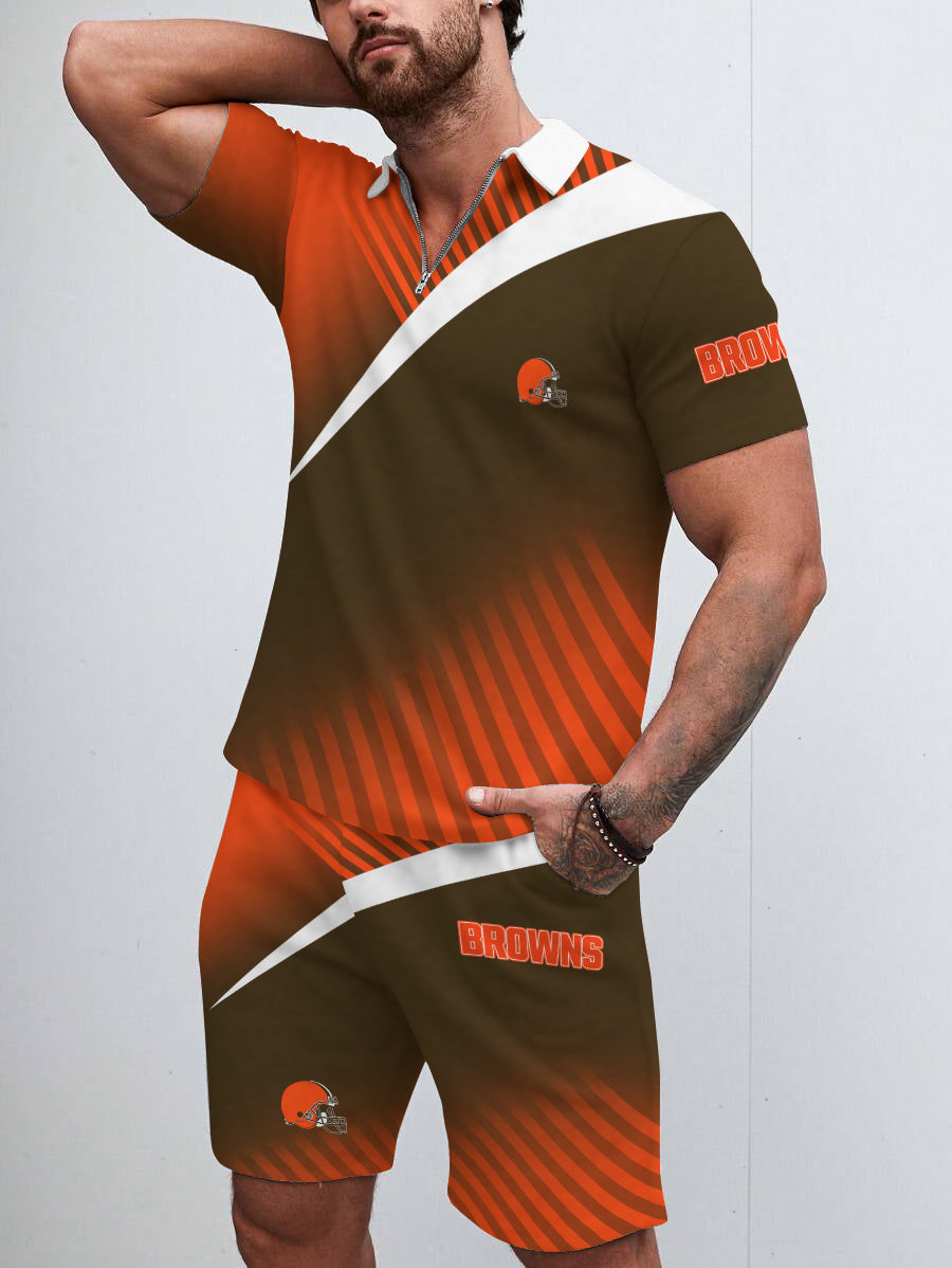 Cleveland Browns Limited Edition ZIP Polo Shirt And Shorts Two-Piece Suits