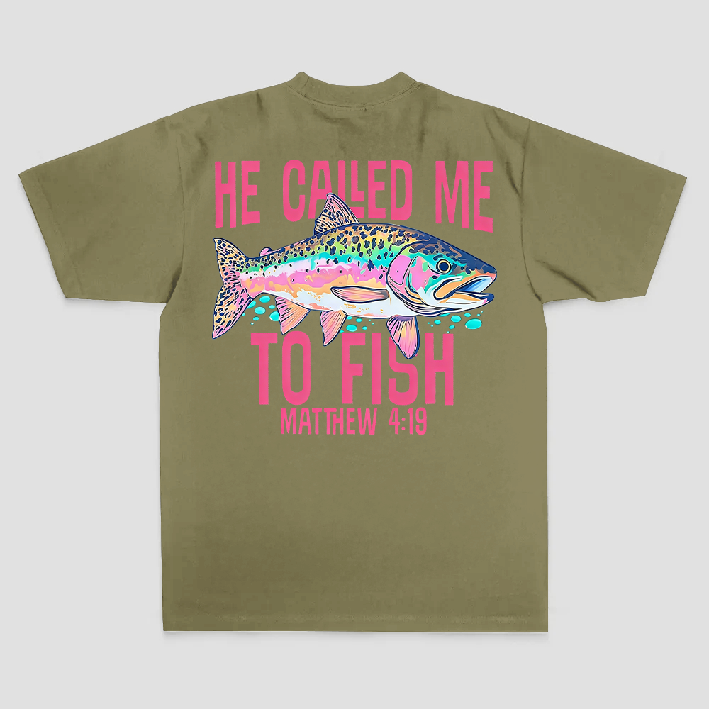 He Called Me To Fish Matthew 4:19 Printed Men's T-shirt