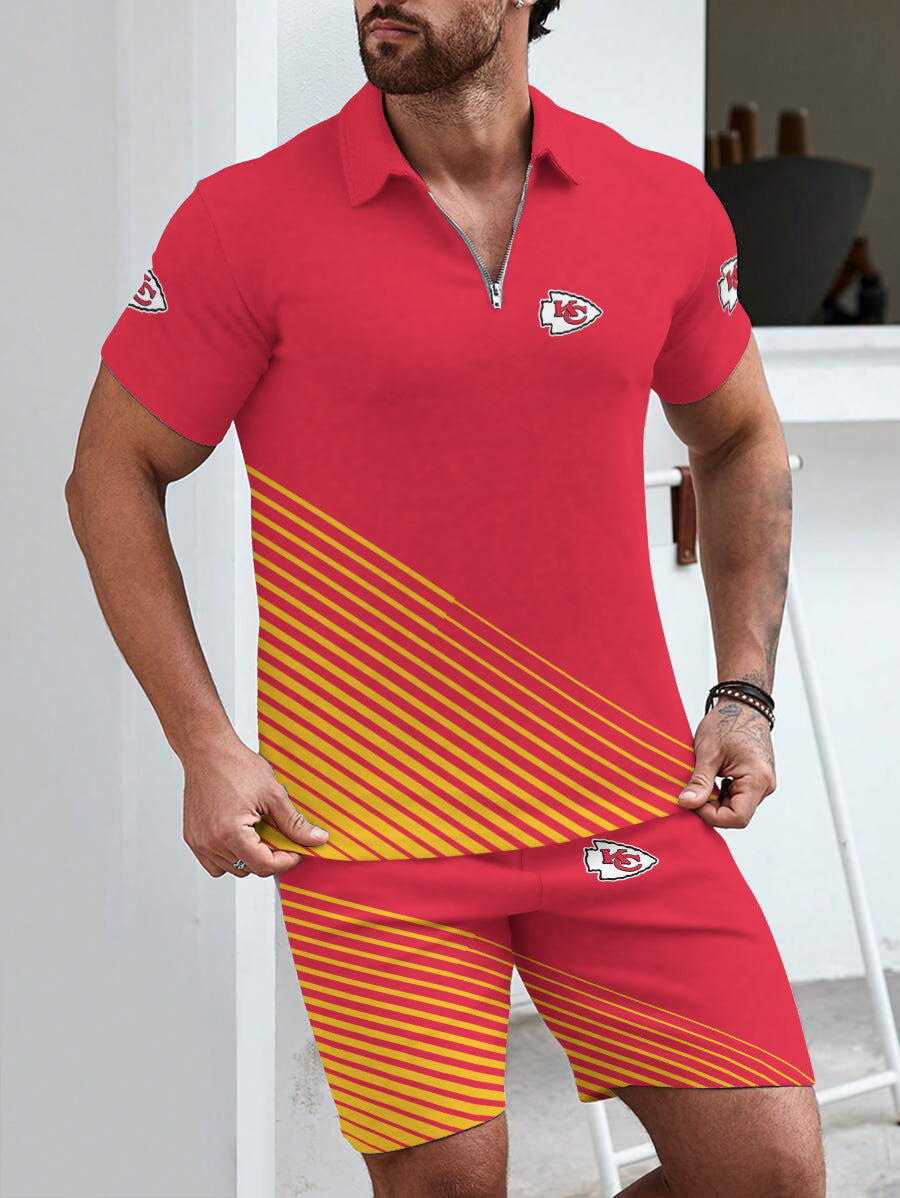 Kansas City Chiefs  Limited Edition ZIP Polo Shirt And Shorts Two-Piece Suits