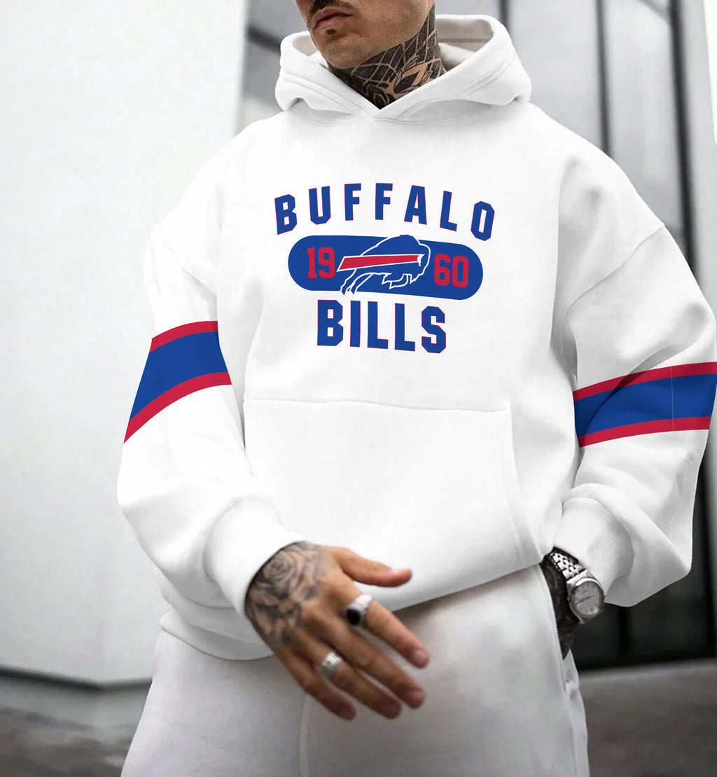 Buffalo Bills Printed Hooded Pocket Pullover Hoodie